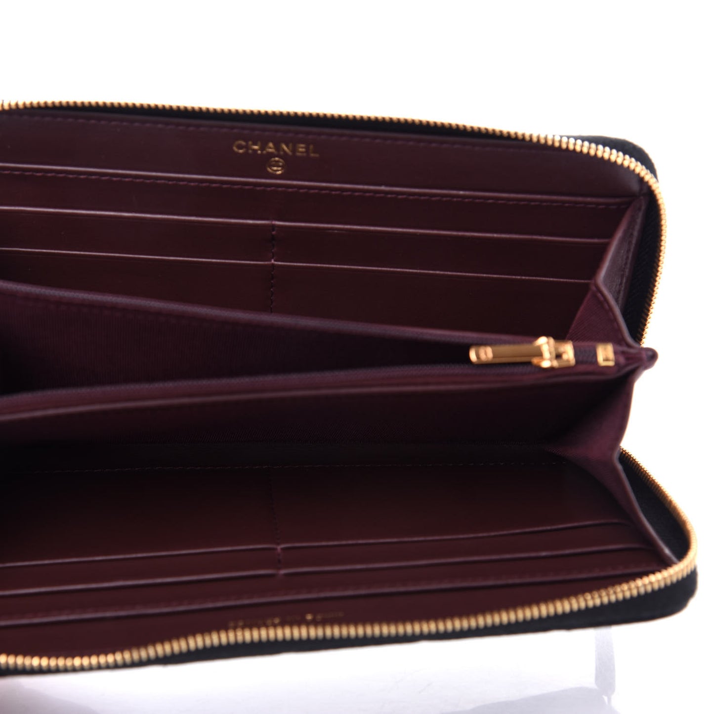 Caviar Quilted Large Gusset Zip Around Wallet Black