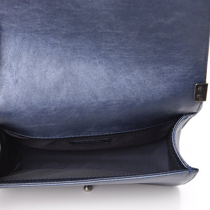 Chanel Metallic Calfskin Quilted Medium Boy Flap Blue 5 of 10