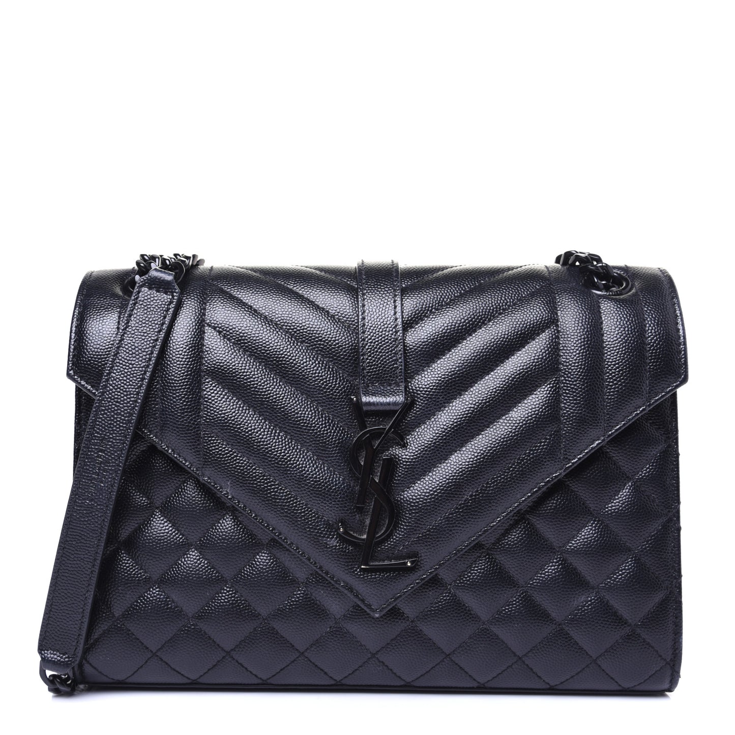 Grain De Poudre Textured Mixed Matelasse Triquilt Medium Monogram Satchel Black