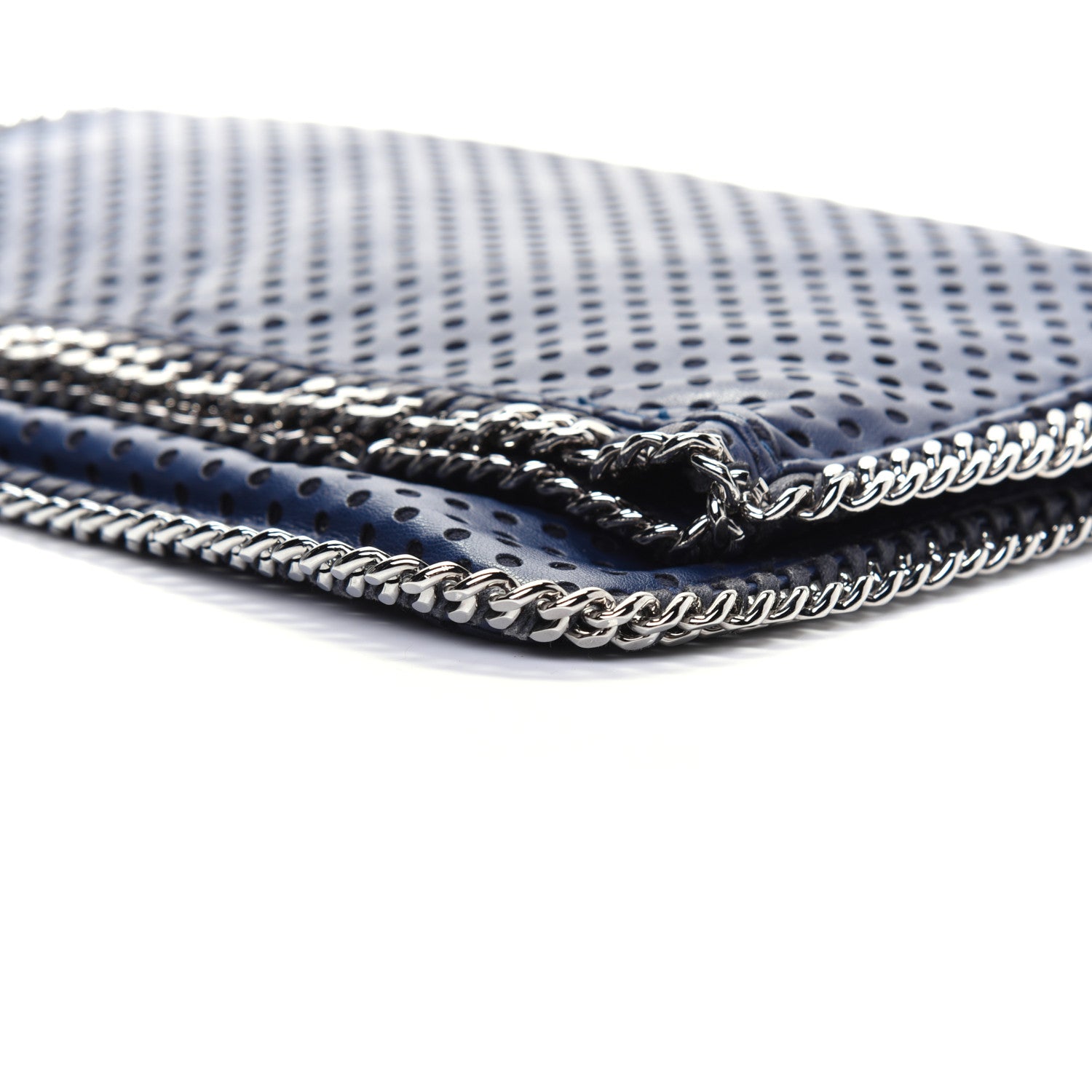 Stella McCartney Eco Alter Nappa Perforated Fold Over Clutch Navy 8 of 15