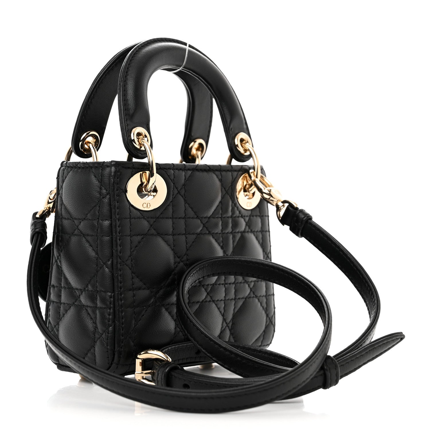 Christian Dior Lambskin Cannage Micro Lady Dior Black 3 of 9
