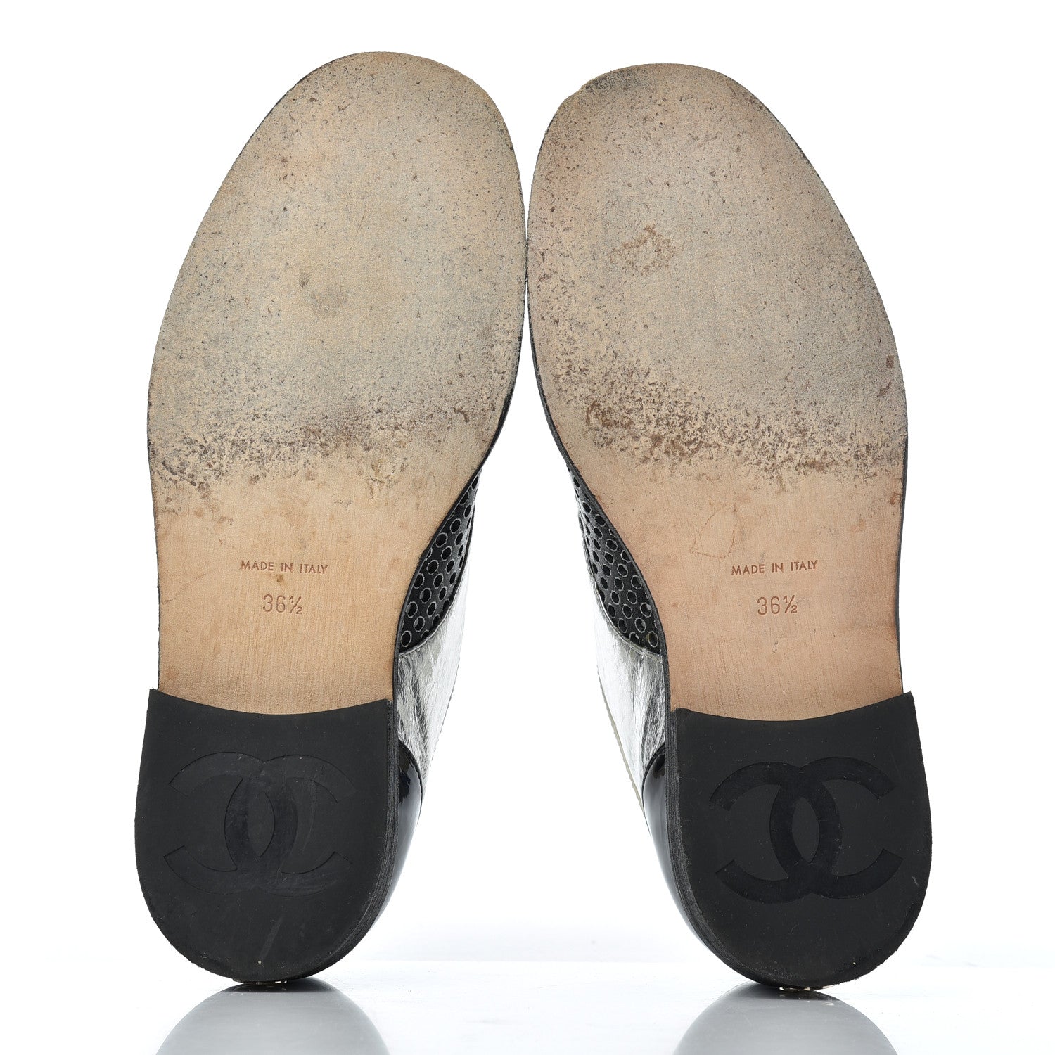 Chanel Metallic Crumpled Lambskin CC Lace Up Oxfords 36.5 5 of 20