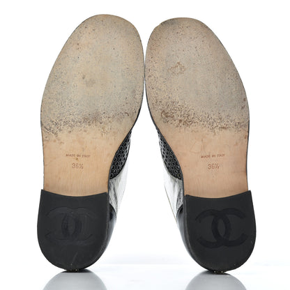 Chanel Metallic Crumpled Lambskin CC Lace Up Oxfords 36.5 5 of 20
