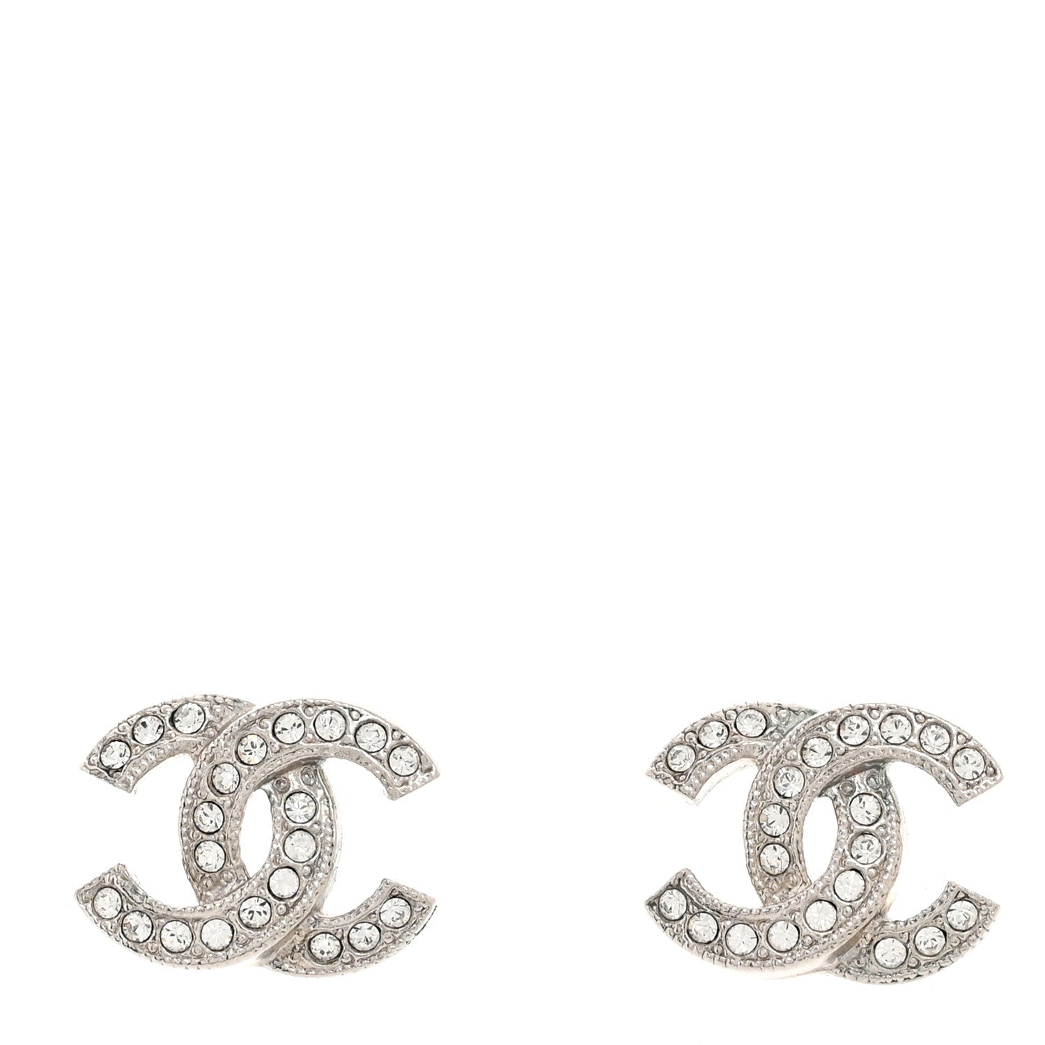 Chanel Crystal Mini CC Earrings Silver 1 of 5