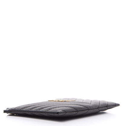 Saint Laurent Grain De Poudre Chevron Monogram Bill Pouch Black 4 of 8