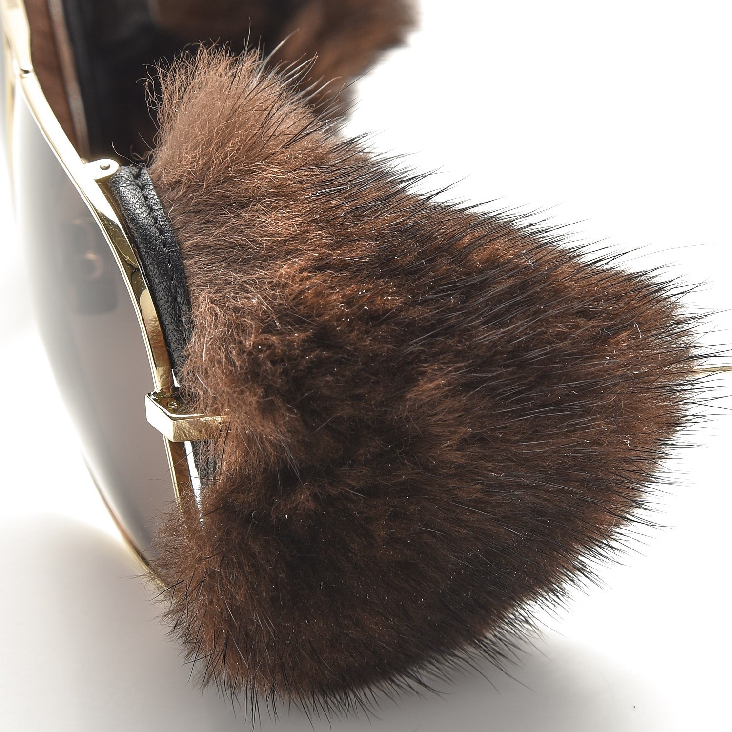 Saint Laurent Mink Fur Classic 11 Shields Sunglasses Gold 12 of 13
