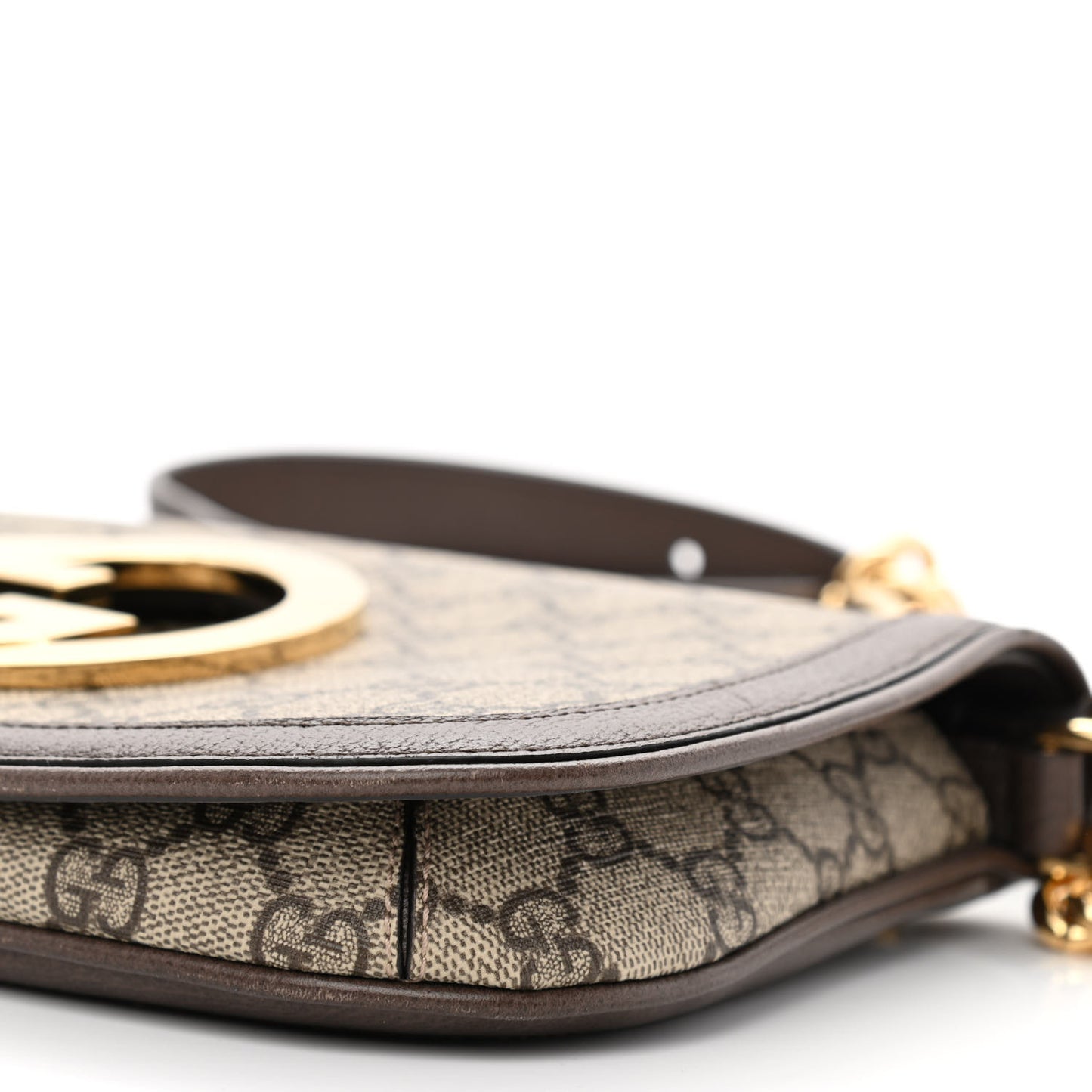 GG Supreme Monogram Textured Dollar Calfskin Blondie Chain Shoulder Flap Bag Beige Ebony New Acero
