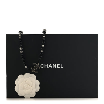Chanel Pearl Crystal CC Camellia Necklace Ruthenium Black 5 of 5