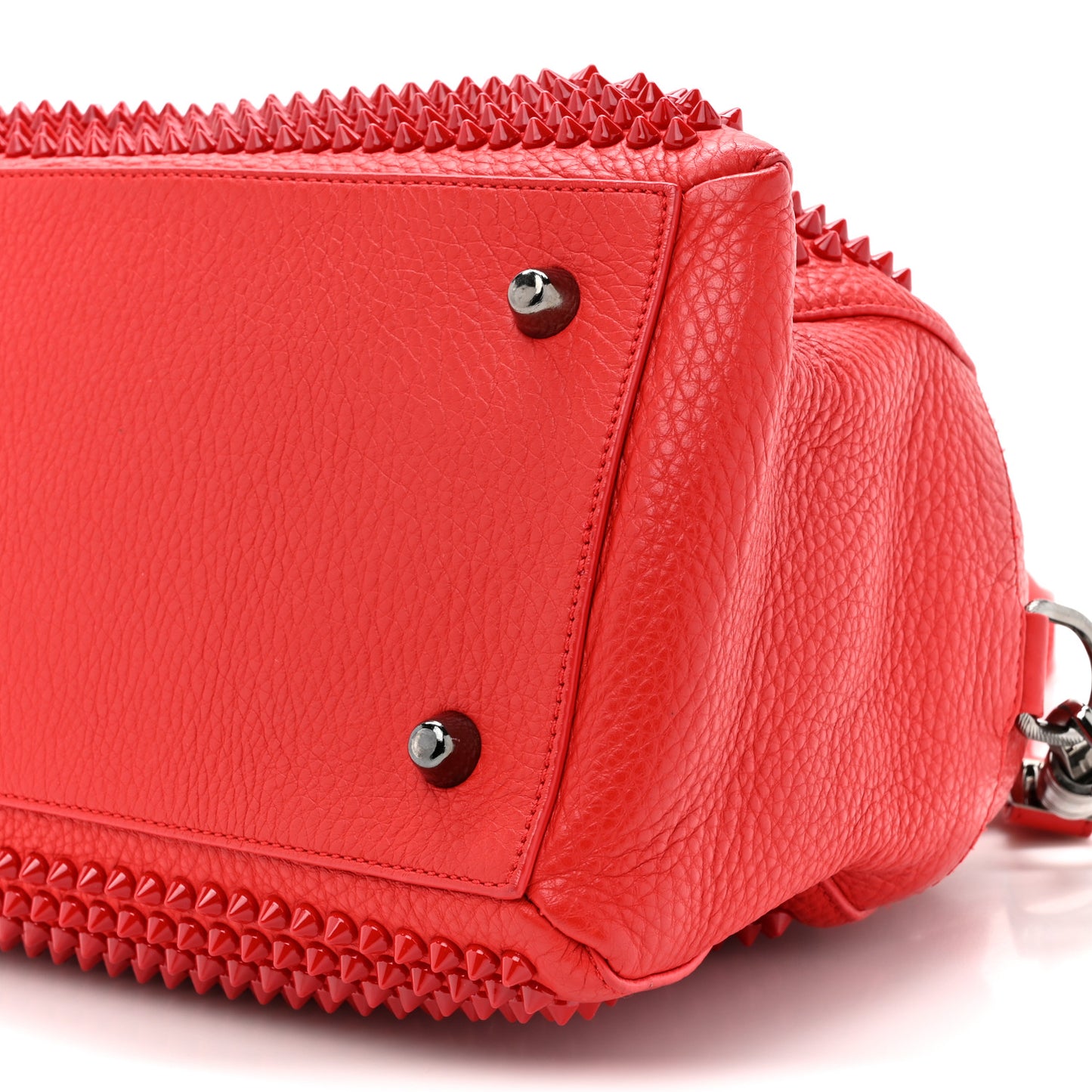 Grained Calfskin Studded Panettone Bowling Bag Rouge De Mars