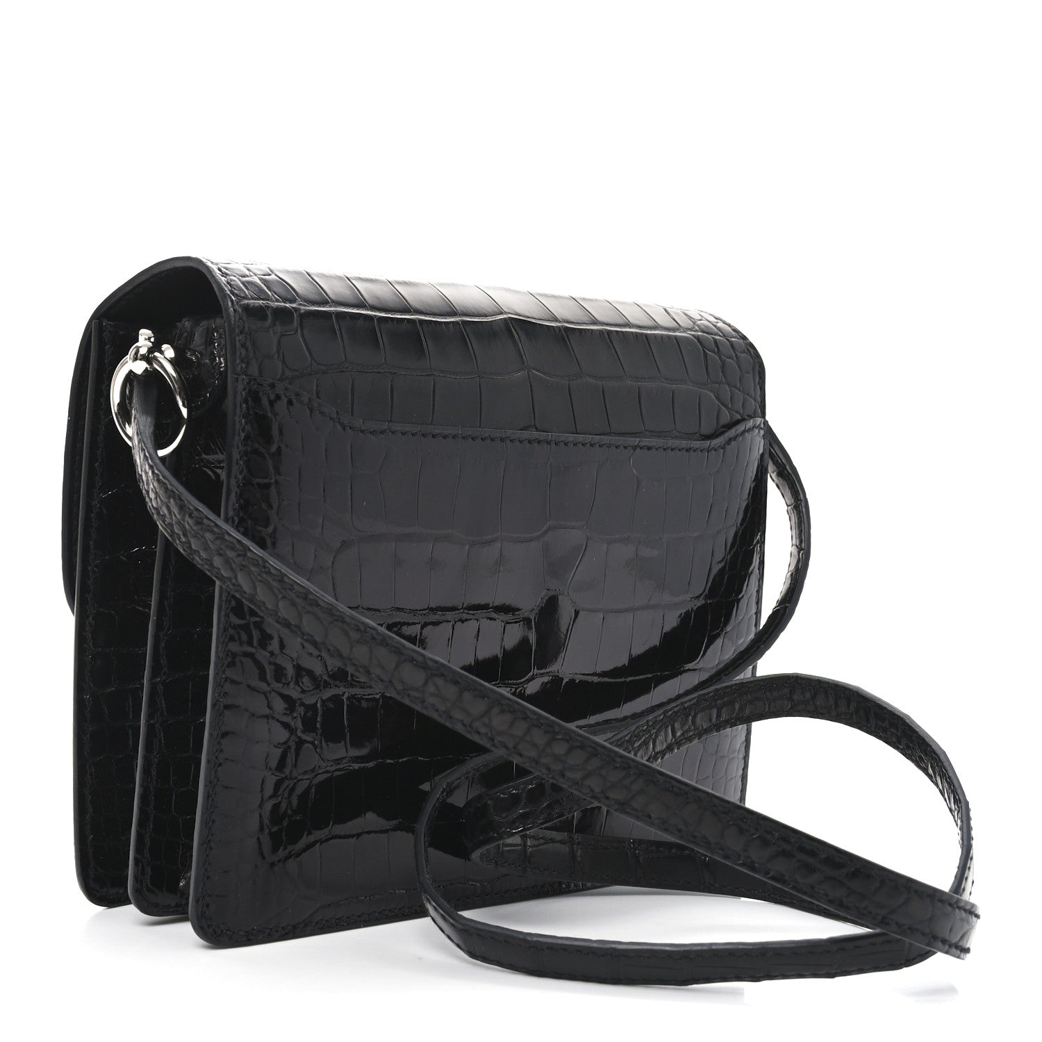 Hermes Shiny Alligator Matte Alligator Mini Sac Roulis Black 3 of 9