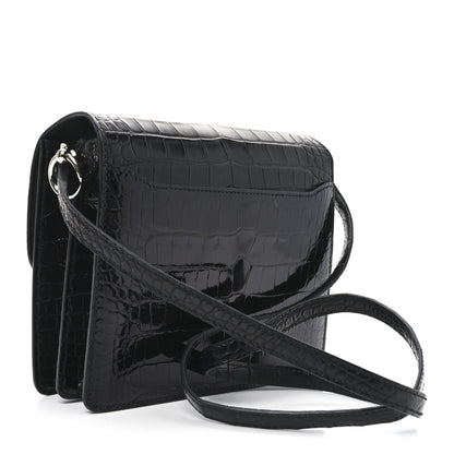 Hermes Shiny Alligator Matte Alligator Mini Sac Roulis Black 3 of 9