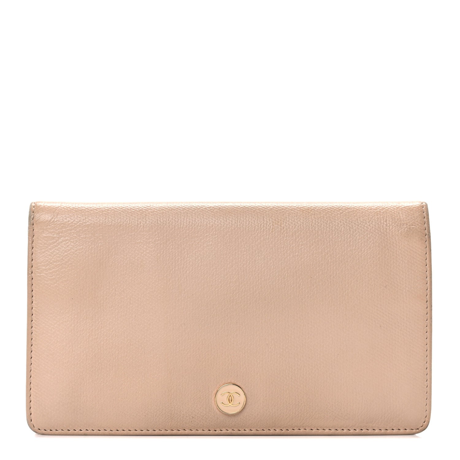 Chanel Grained Calfskin CC Button Yen Wallet Beige 1 of 27