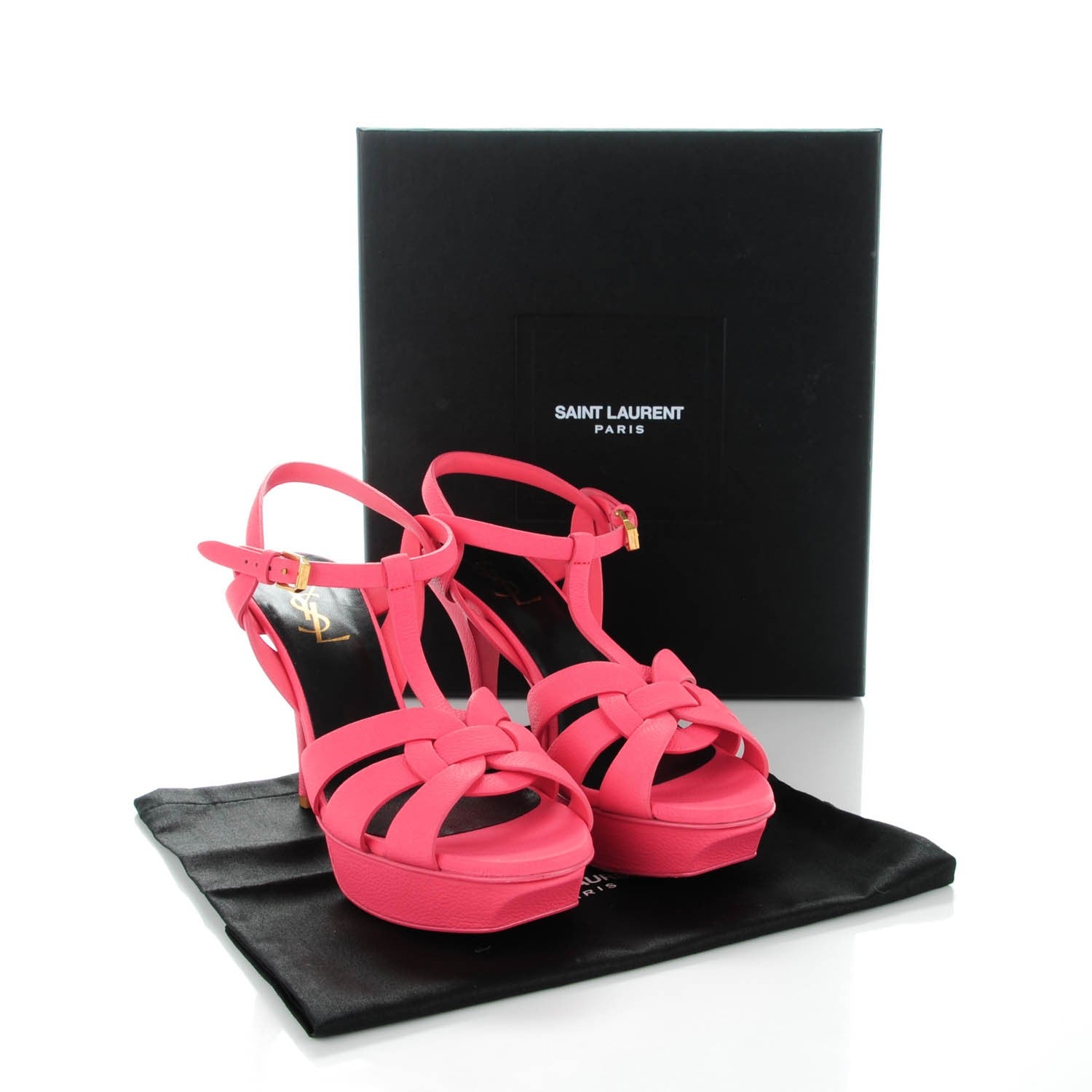 Saint Laurent Grained Calfskin Tribute 75 Platform Sandals 39 Rose Clair 9 of 9