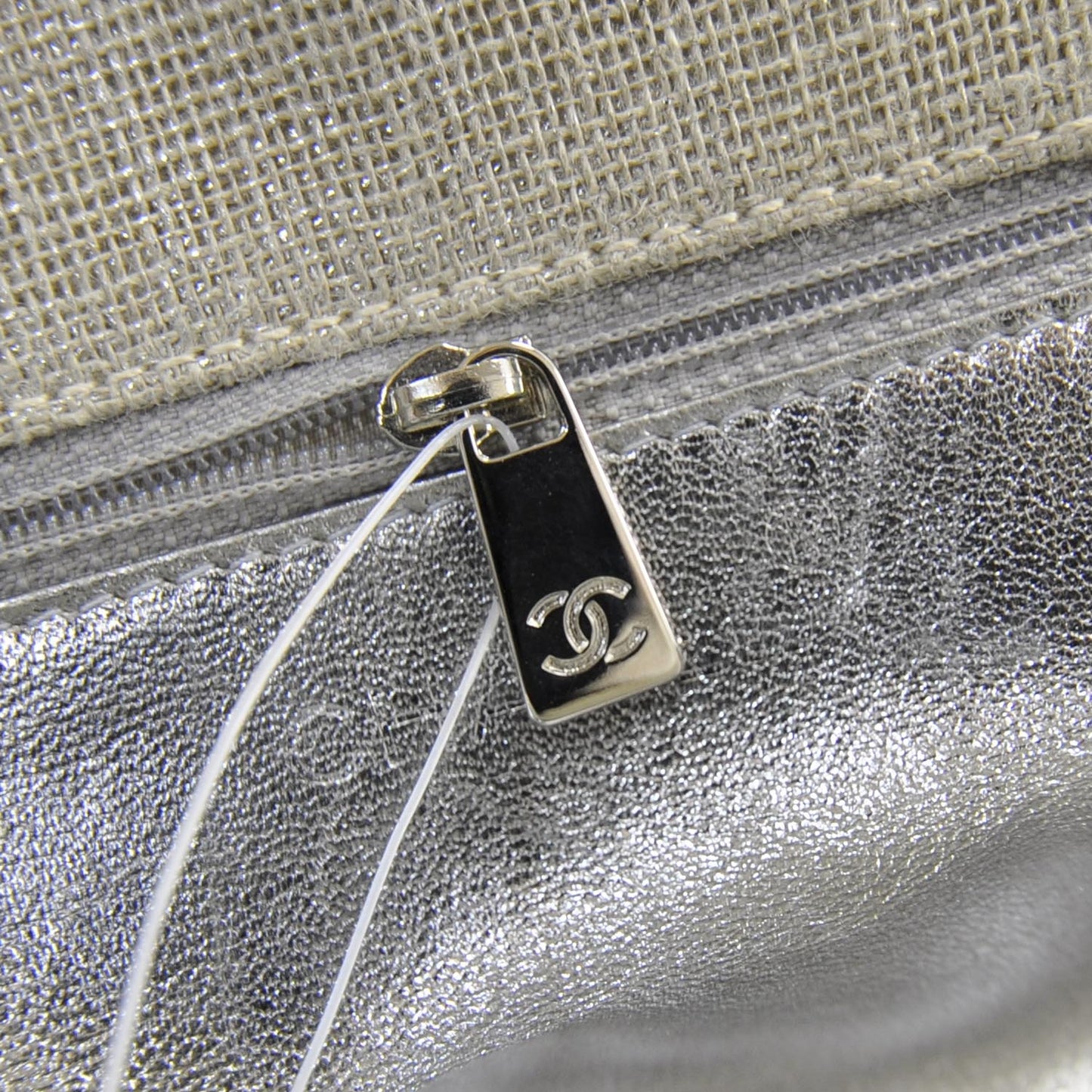 Metallic Linen Shoulder Bag Silver