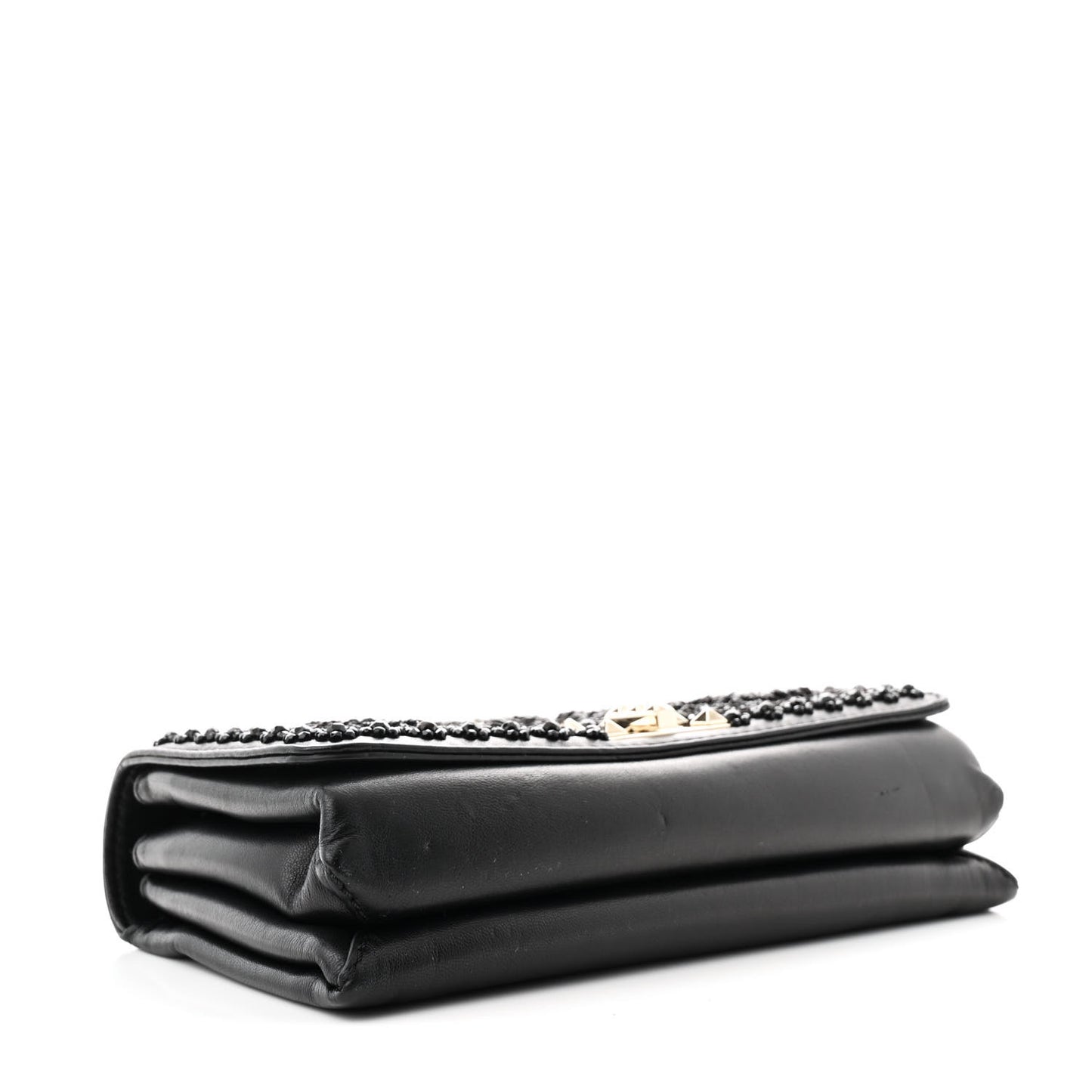 Lambskin Beaded Embroidery Medium Girello Flap Black