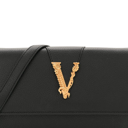 Versace Grained Calfskin Virtus Wallet On Chain Black 8 of 13