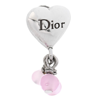 Christian Dior Heart Bead Earrings Silver Pink 4 of 4