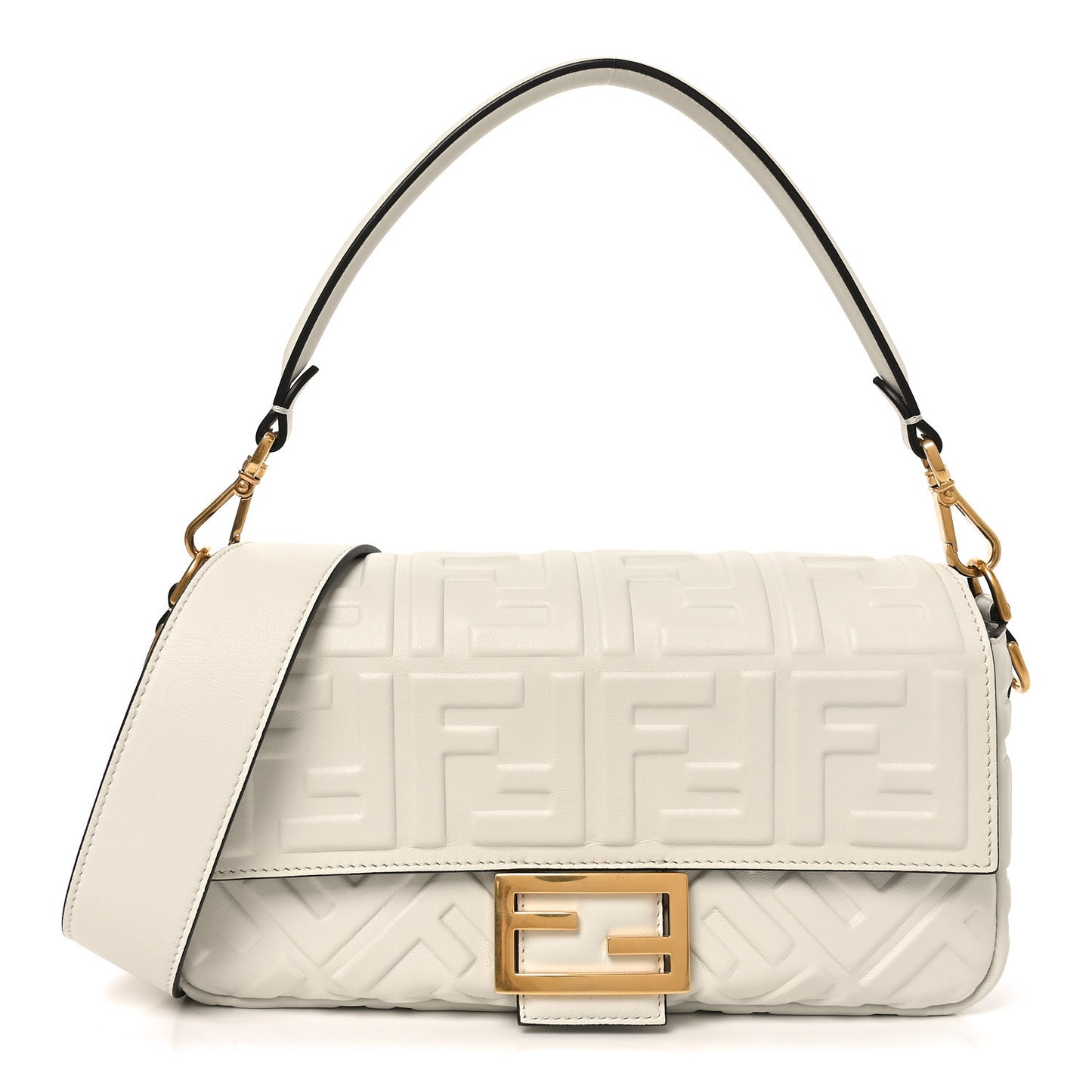 Nappa FF 1974 Embossed Baguette White