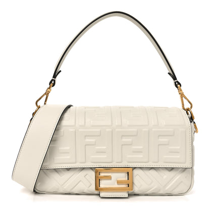 Fendi Nappa FF 1974 Embossed Baguette White 1 of 10