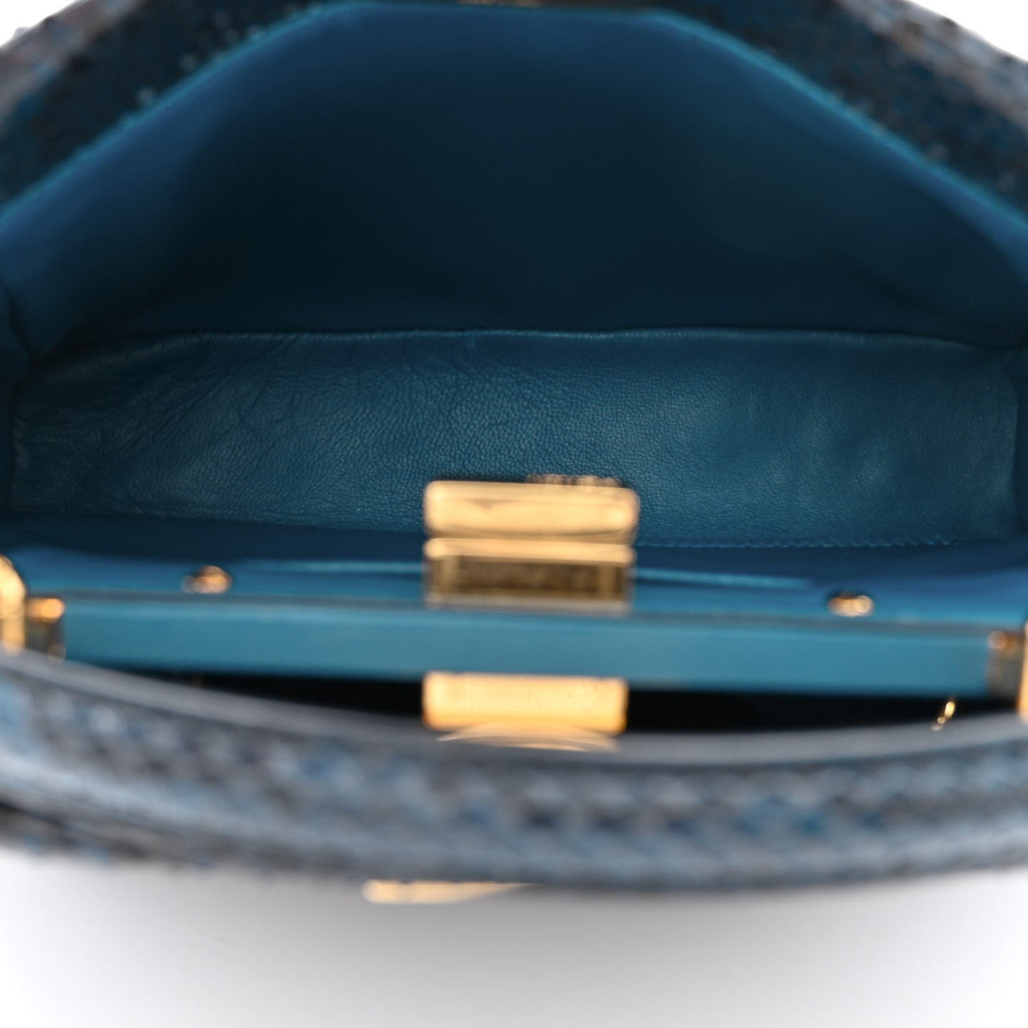 Python Shiny Nappa Mini Peekaboo Iconic Satchel Blue Jeans