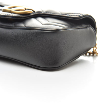Gucci Calfskin Matelasse Super Mini GG Marmont Shoulder Bag Black 10 of 12