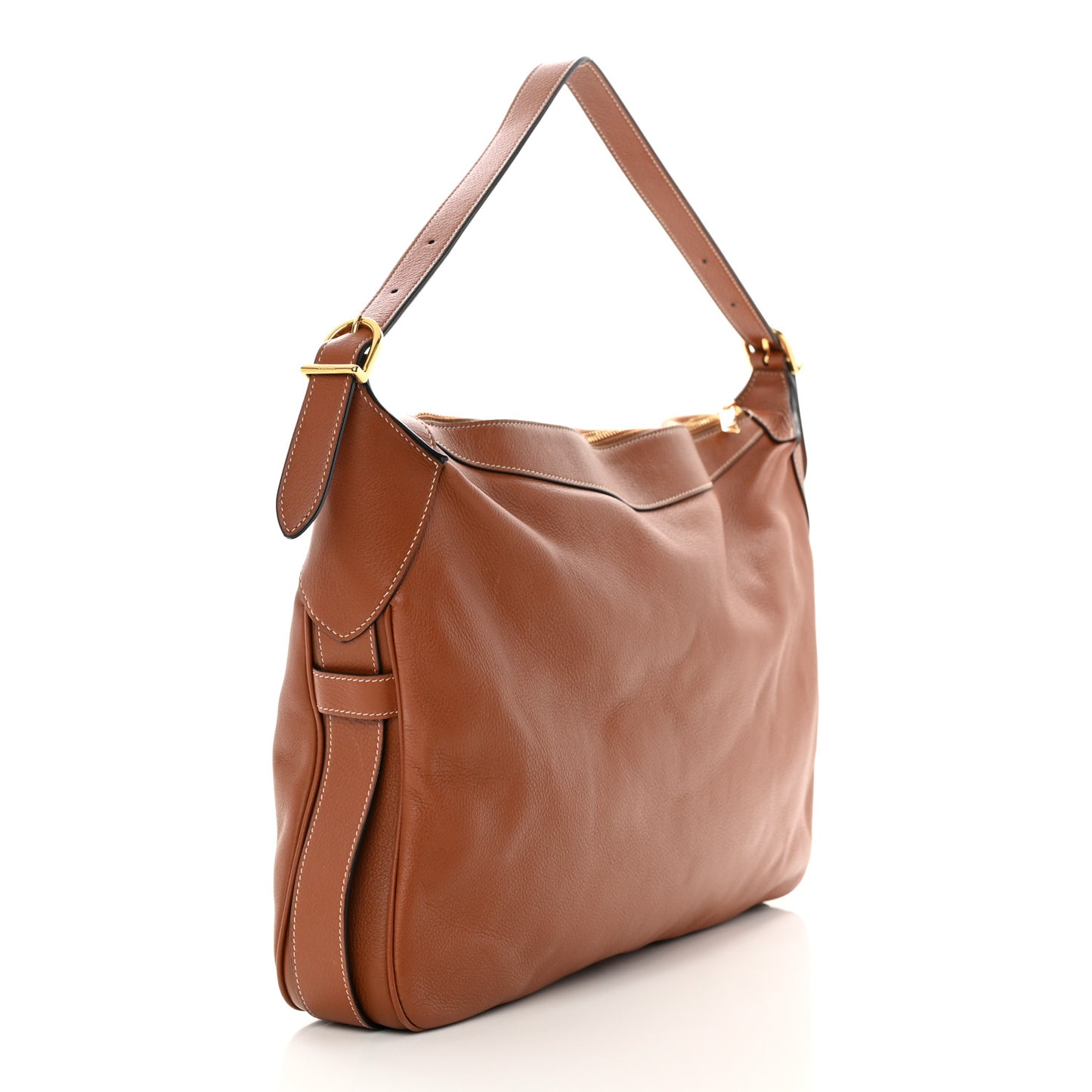 Supple Calfskin Large Romy Shoulder Bag Tan