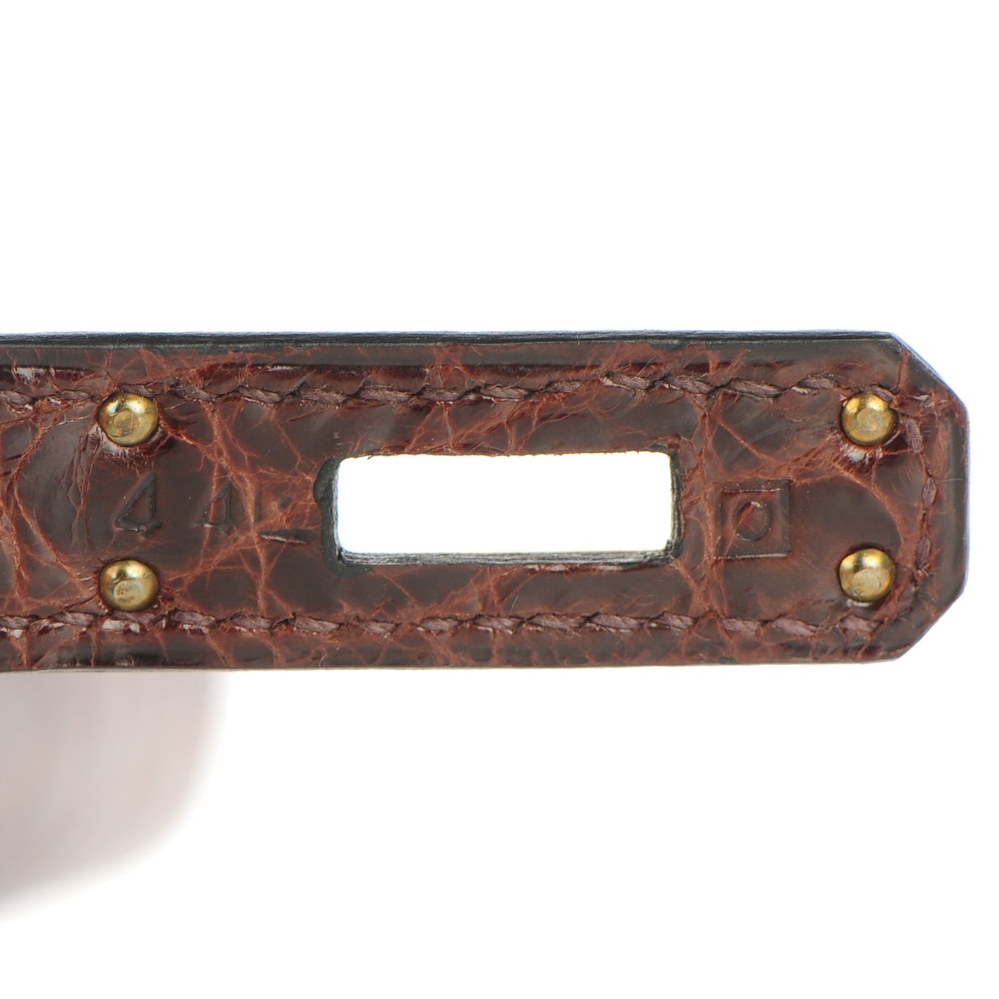 Shiny Niloticus Crocodile Kelly Cut Pochette Havane