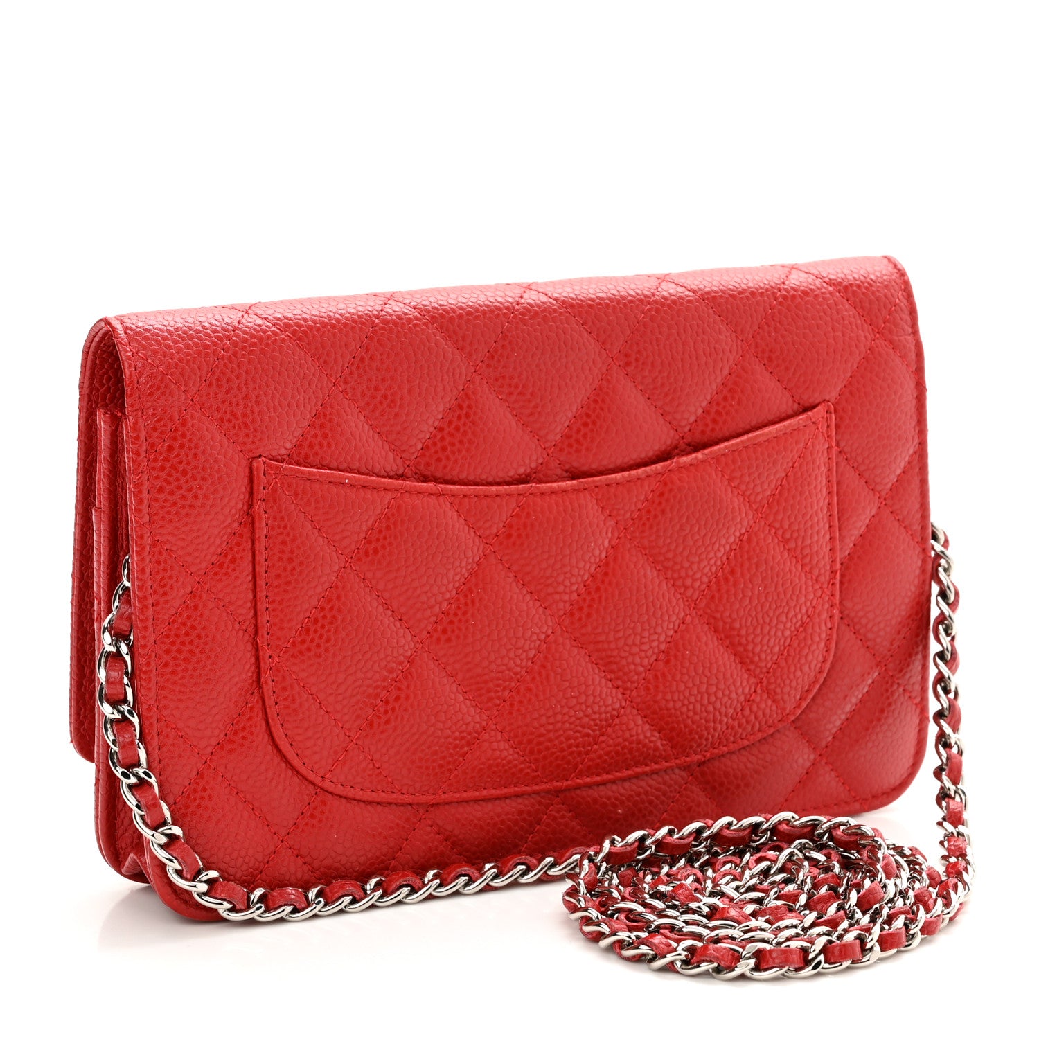 Chanel Caviar Quilted Wallet On Chain WOC Dark Red 3 of 12