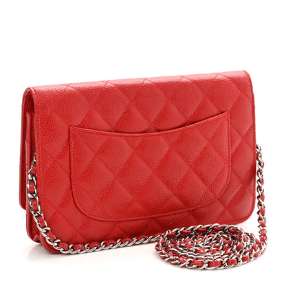 Chanel Caviar Quilted Wallet On Chain WOC Dark Red 3 of 12