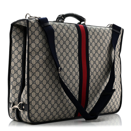 Gucci GG Supreme Monogram Web Savoy Garment Bag Beige Blue 2 of 12