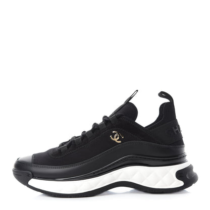 Chanel Velvet Calfskin Mixed Fibers CC Sneakers 36.5 Black 1 of 8