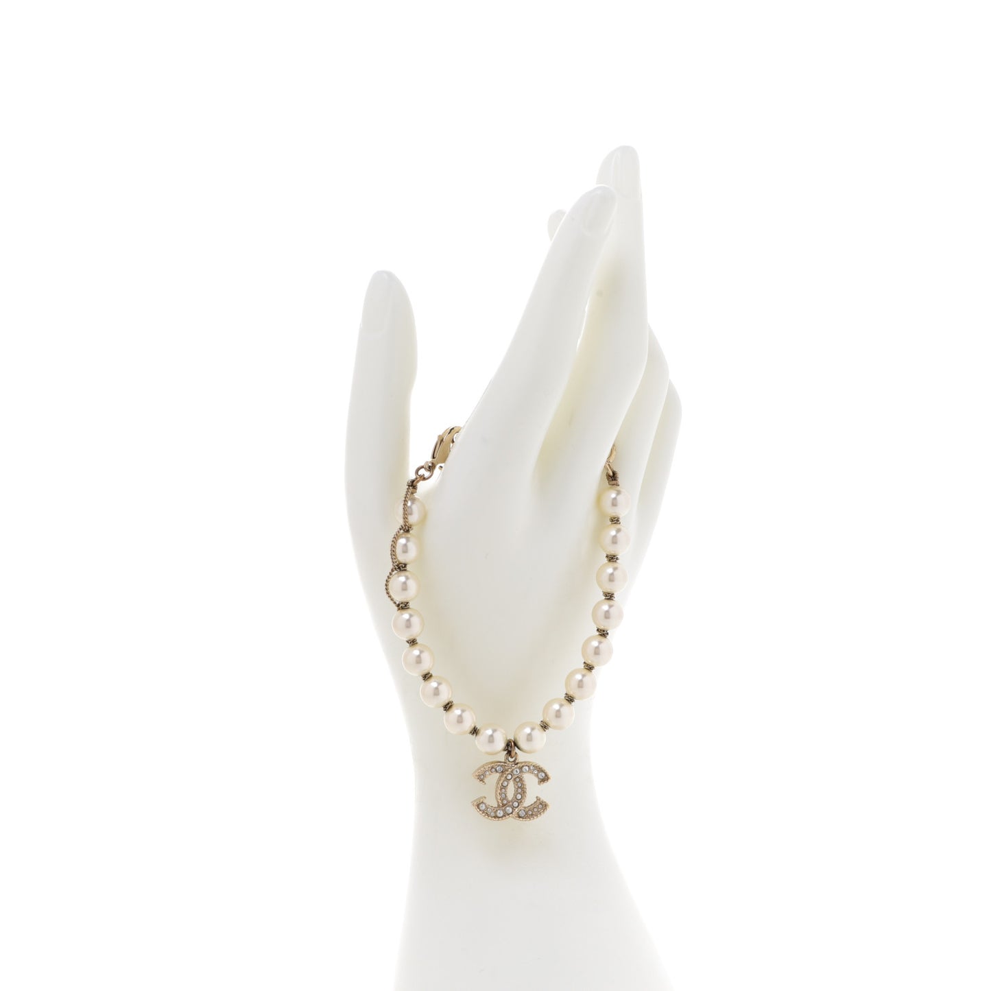 Pearl Crystal CC Bracelet Gold