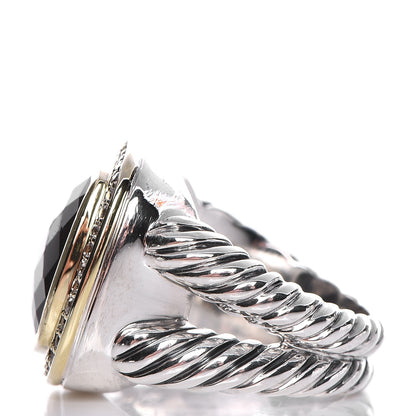 David Yurman Sterling Silver 18K Yellow Gold Diamond Smoky Quartz 14mm Albion Ring 52 6 3 of 7