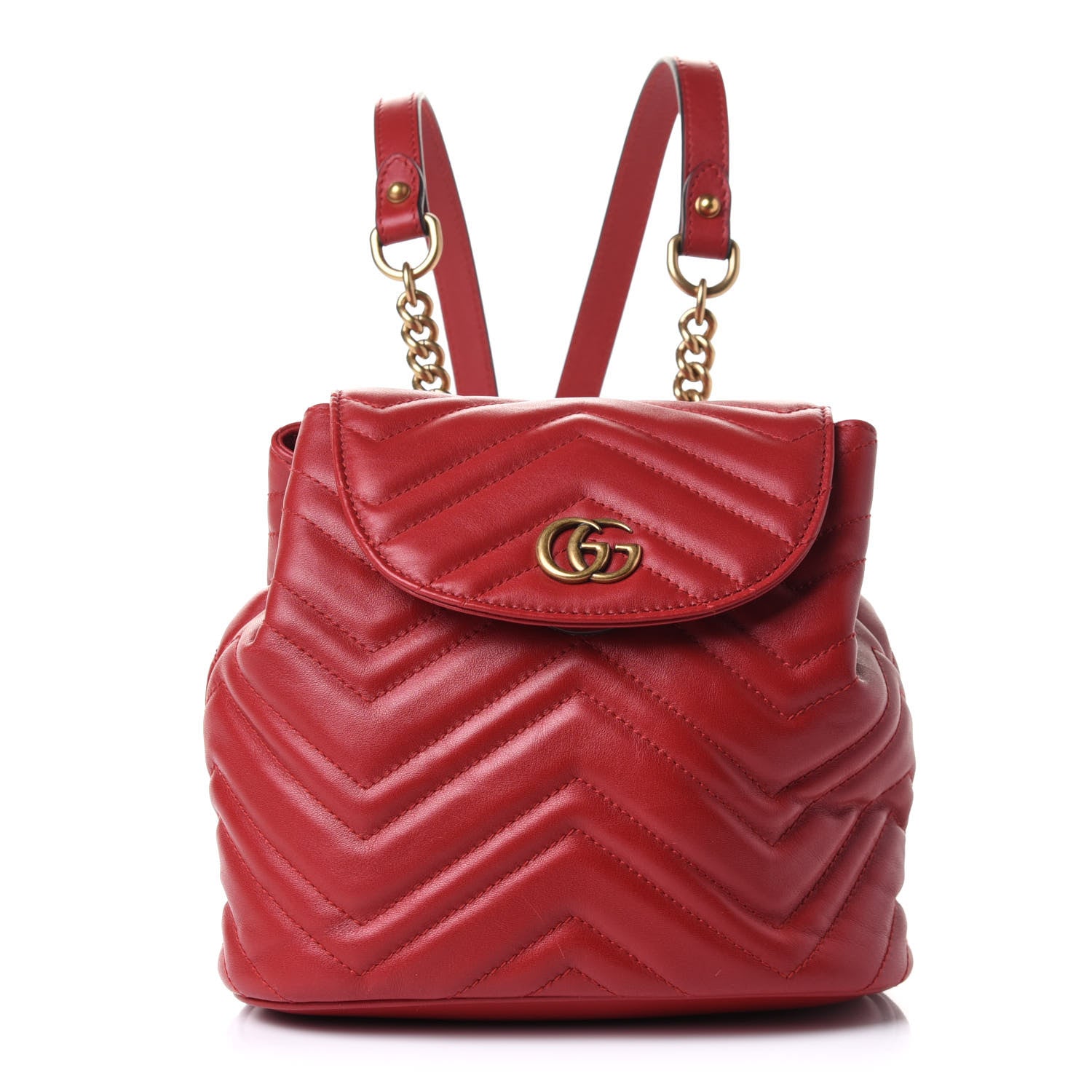 Gucci Calfskin Matelasse GG Marmont Flap Backpack Hibiscus Red 1 of 9
