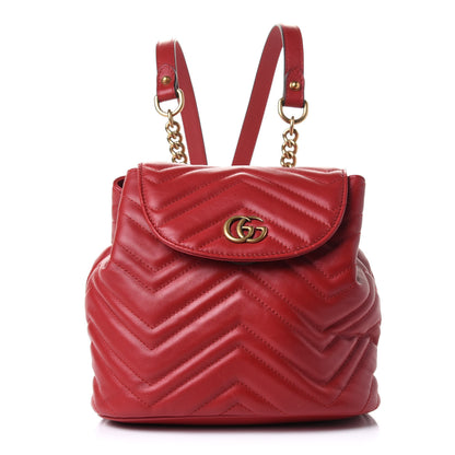 Gucci Calfskin Matelasse GG Marmont Flap Backpack Hibiscus Red 1 of 9