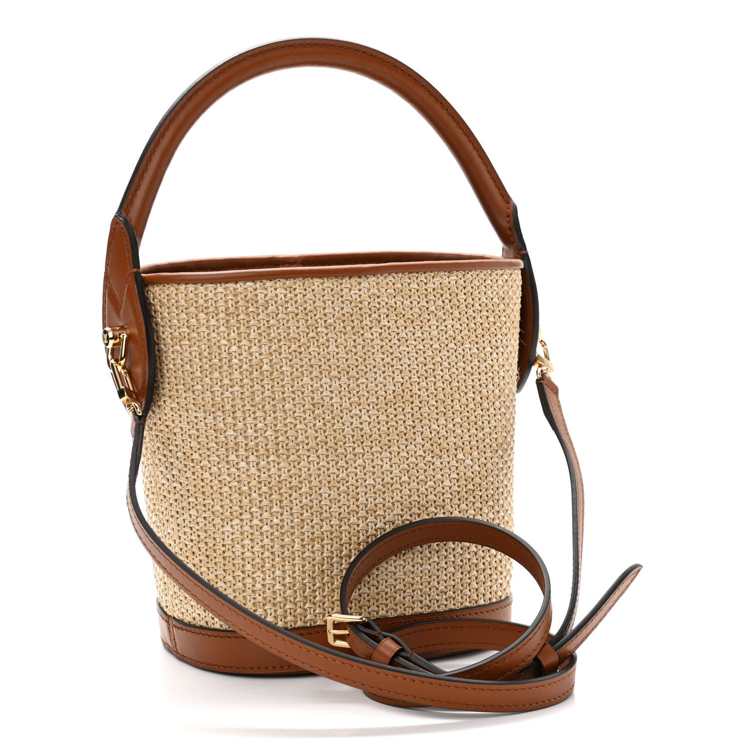 Louis Vuitton Kitted Raffia Petit Bucket Caramel 2 of 9