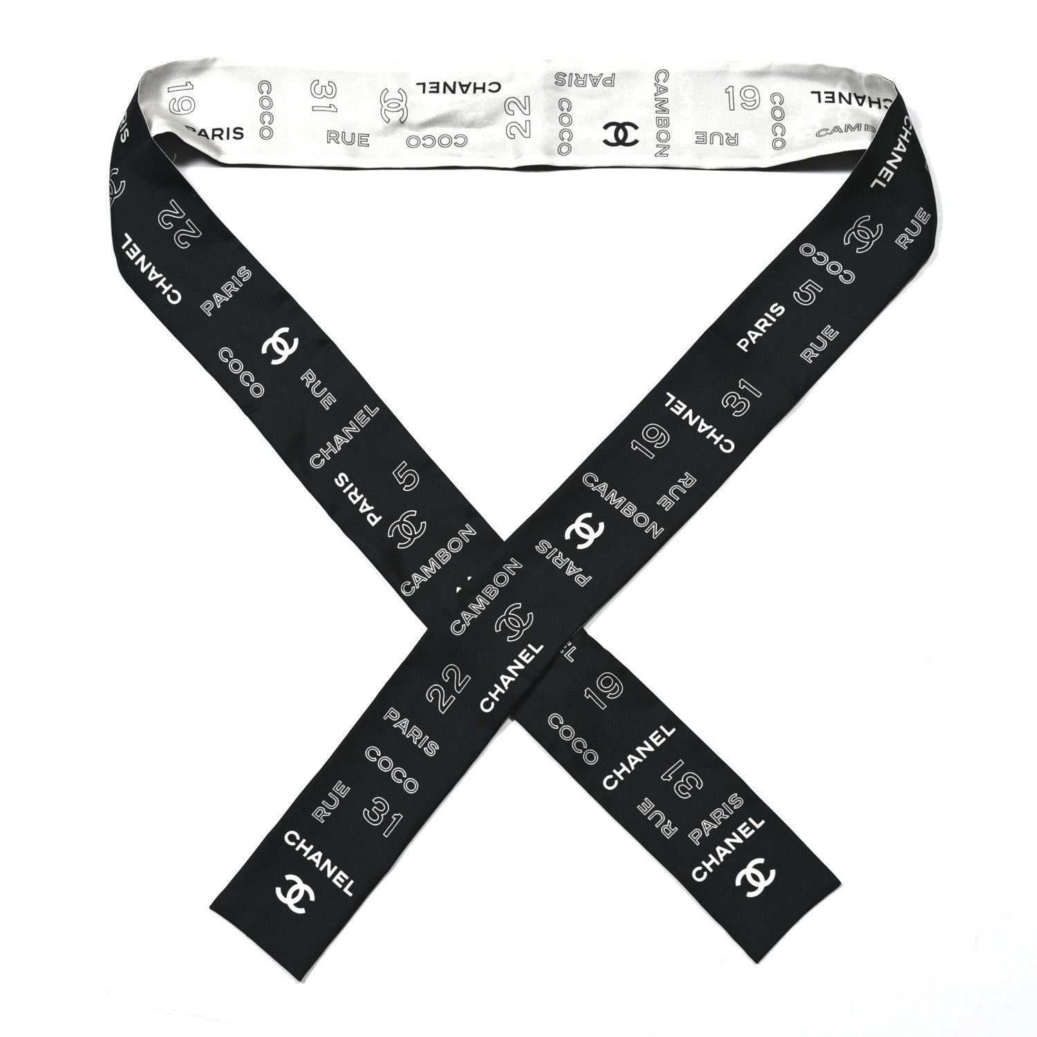 Chanel Silk CC Slim Bandeau Scarf Black 1 of 4