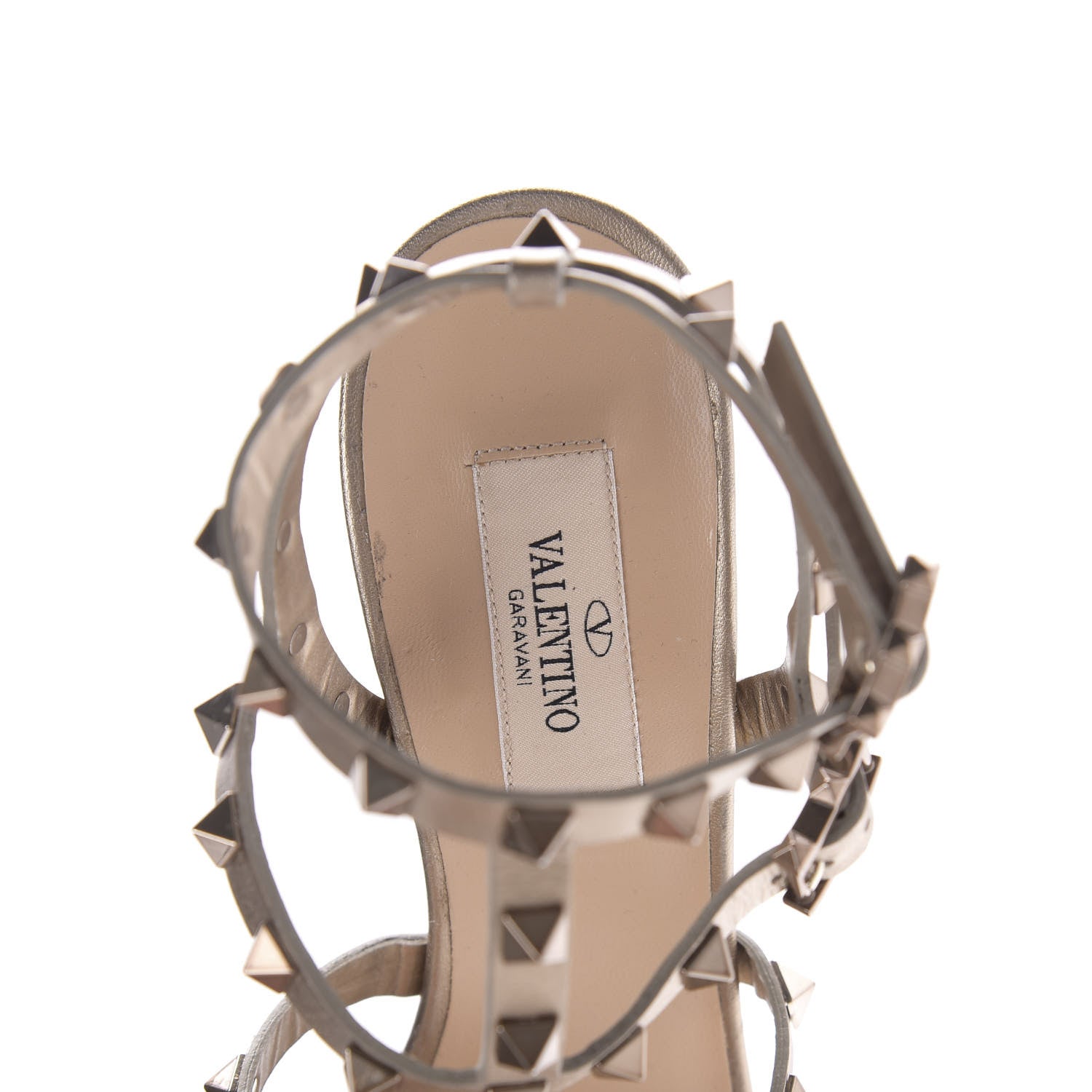 Valentino Garavani Metallic Calfskin Rockstud 90mm City Sandals 38.5 Skin 7 of 9