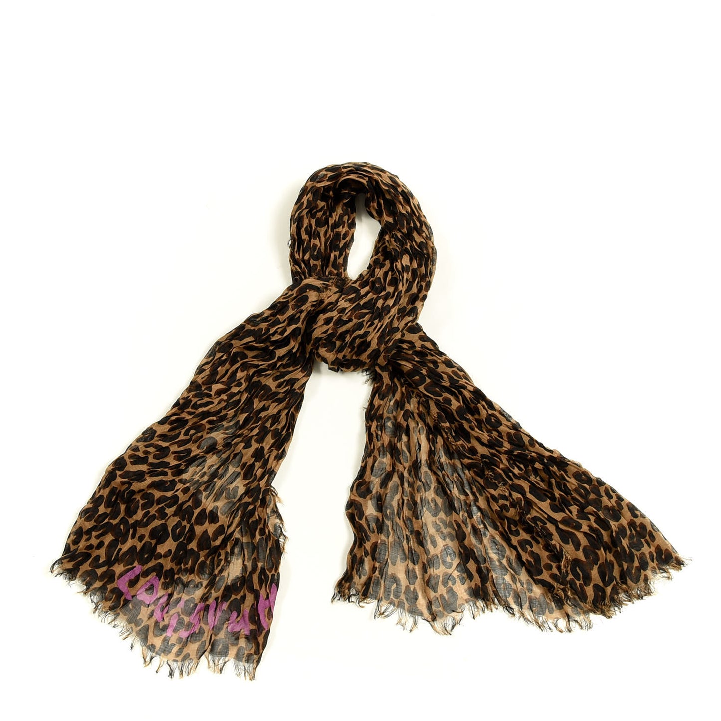 Cashmere Silk Leopard Etole Stole Marron