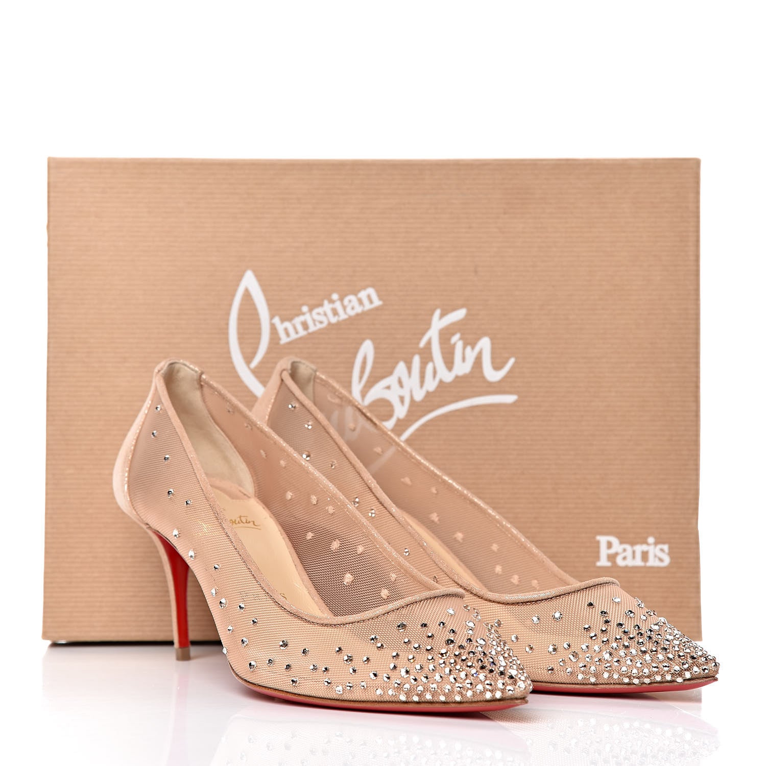 Christian Louboutin Suede Lame Crystal Strass Follies 70 Pumps 36.5 Light Silk 9 of 9