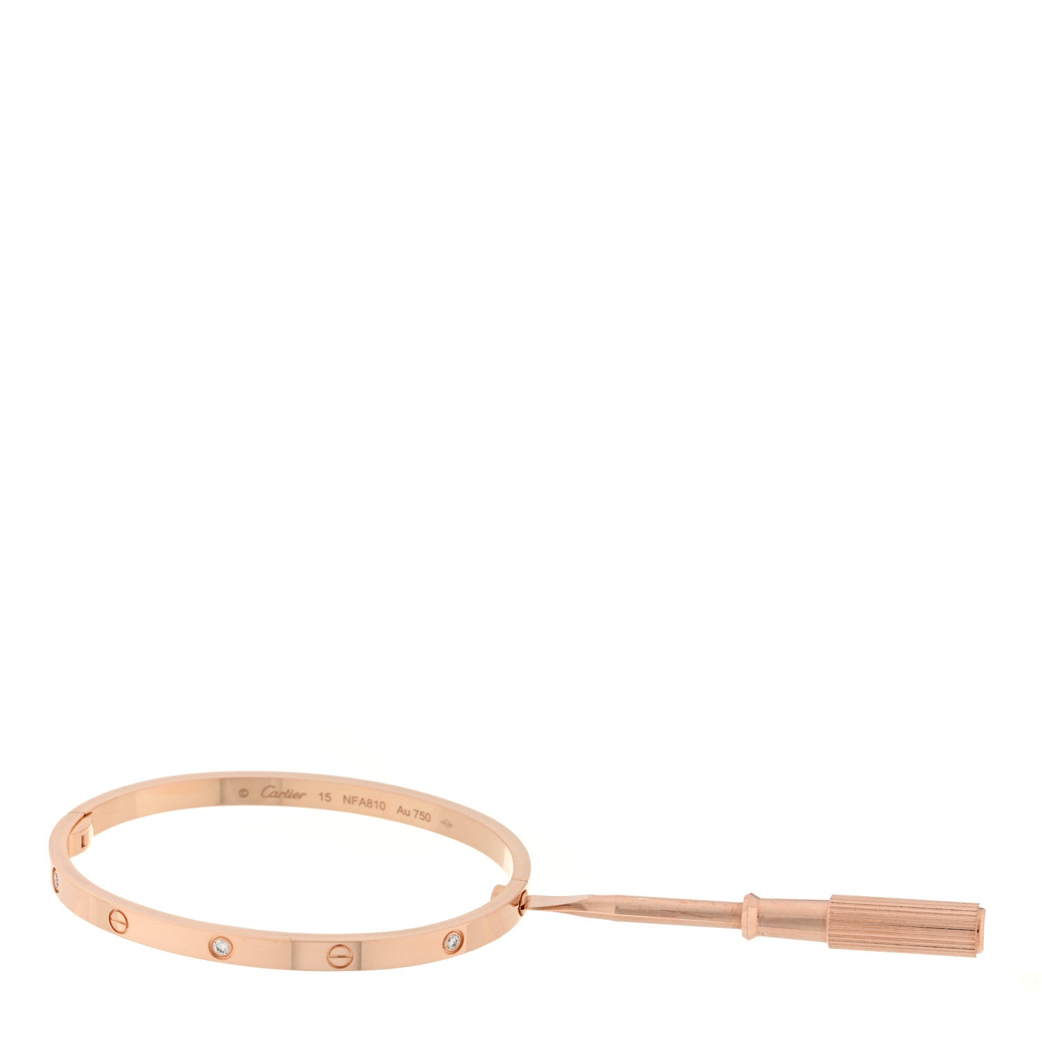 Cartier 18K Pink Gold 6 Diamond Small LOVE Bracelet 15 4 of 4