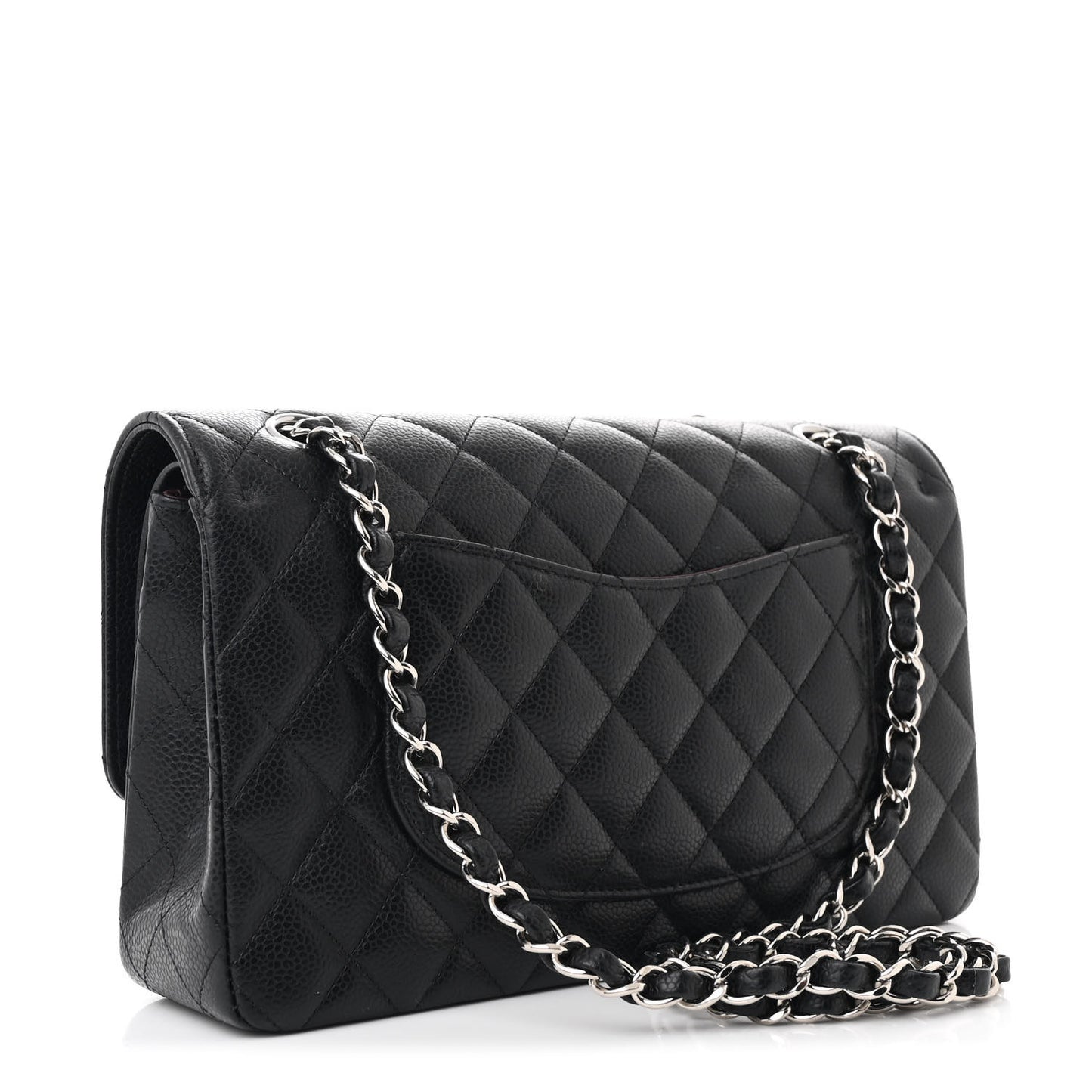 Caviar Quilted Medium Double Flap Black