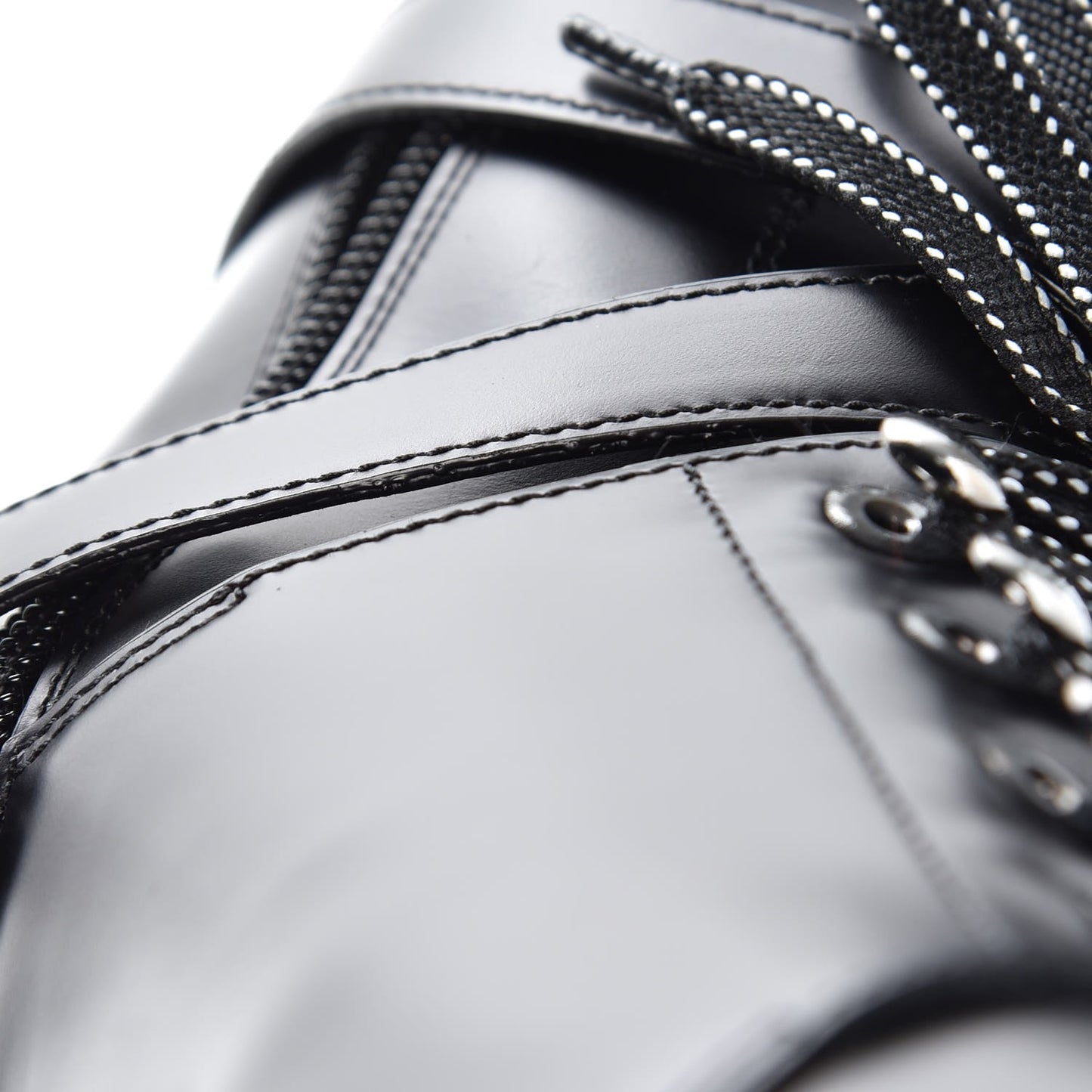 Smooth Calfskin Rockstud Buckled 25mm Combat Boots 38.5 Black