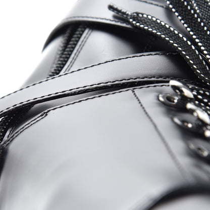 Valentino Garavani Smooth Calfskin Rockstud Buckled 25mm Combat Boots 38.5 Black 7 of 10