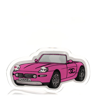 Chanel Resin Crystal CC Convertible Car Brooch Pink Black 1 of 3
