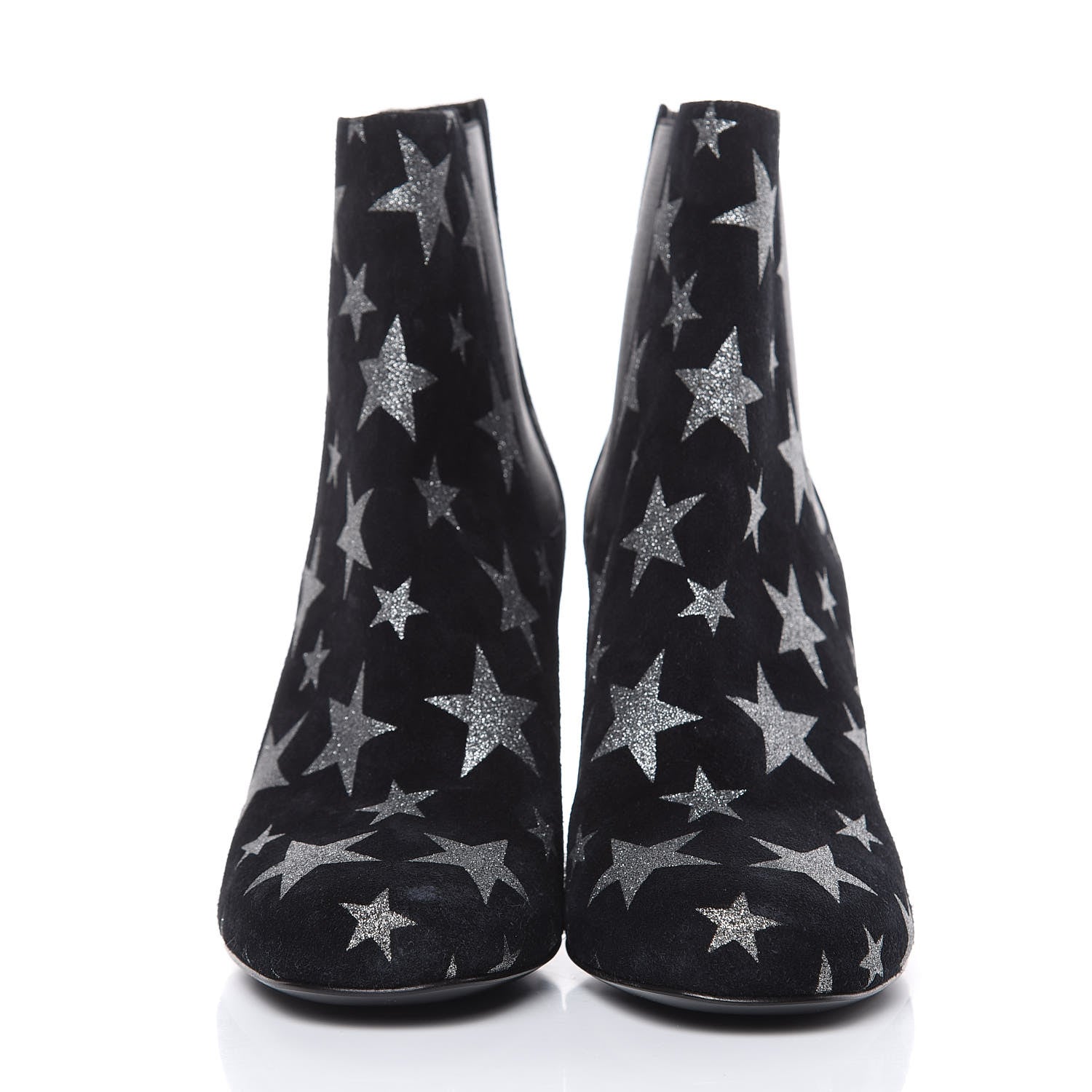 Saint Laurent Suede Glitter Stars Babies 90 Ankle Boots 37 Black Argent 2 of 11