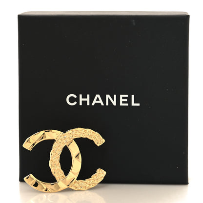 Chanel Metal CC Quilted Rope Brooch Light Gold 4 of 4
