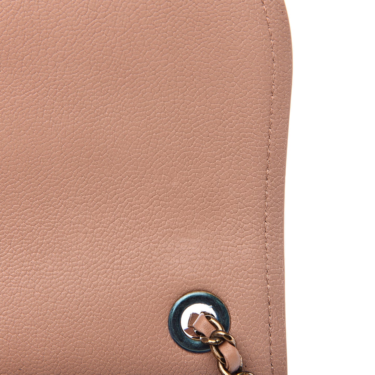 Shiny Calfskin Goatskin Quilted Small Coco Curve Messenger Flap Beige