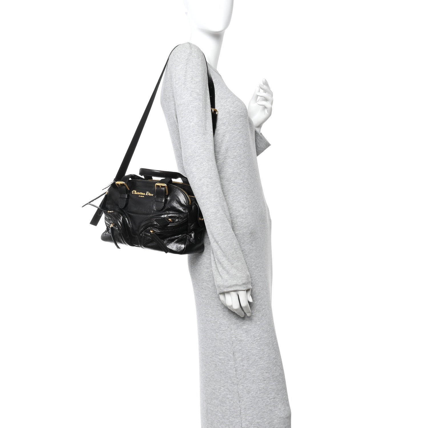 Christian Dior Crinkled Calfskin Small Grand Tour Bowling Bag