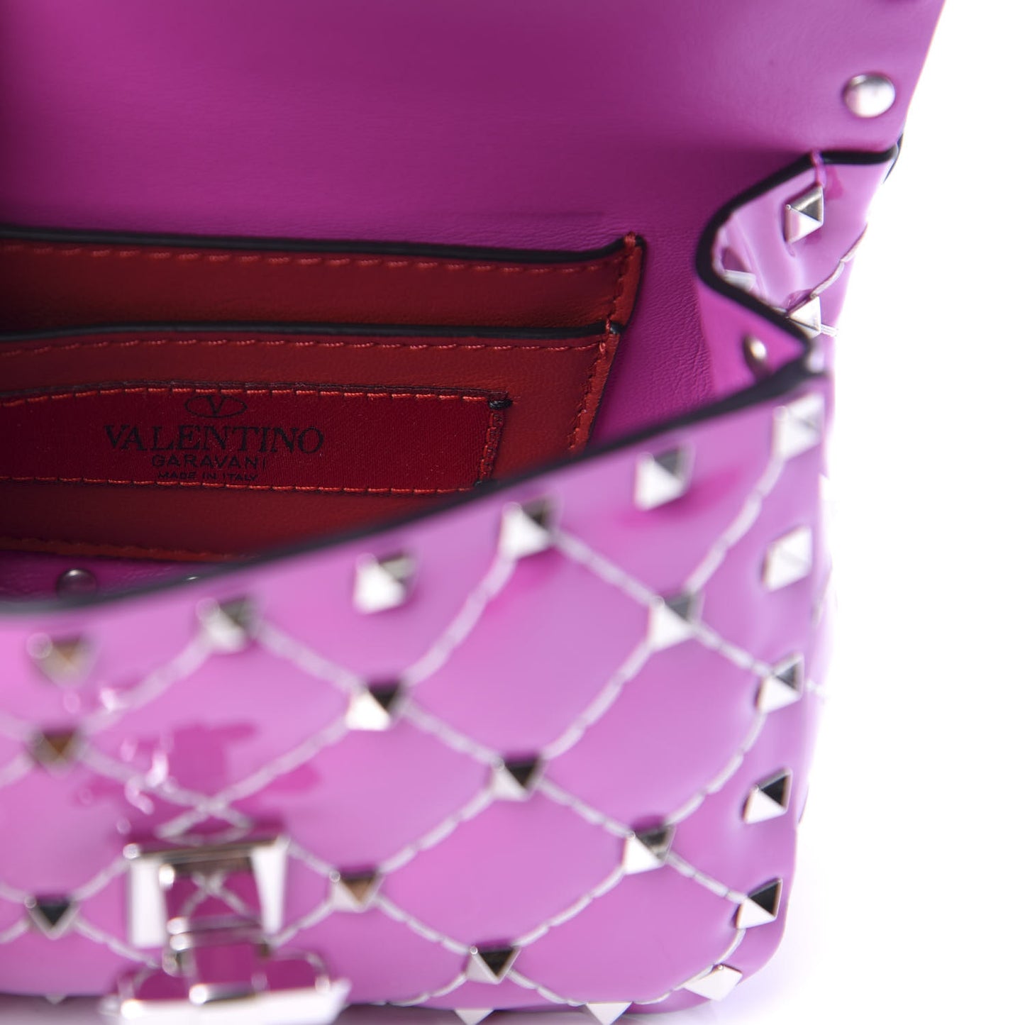 Patent Micro Rockstud Spike Shoulder Bag Radiant Orchid